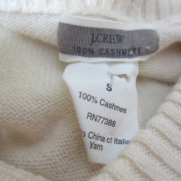 J Crew Womens Small Cream Ivory LS 100% Italian Cashmere Button Pullover Sweate - Picture 7 of 11